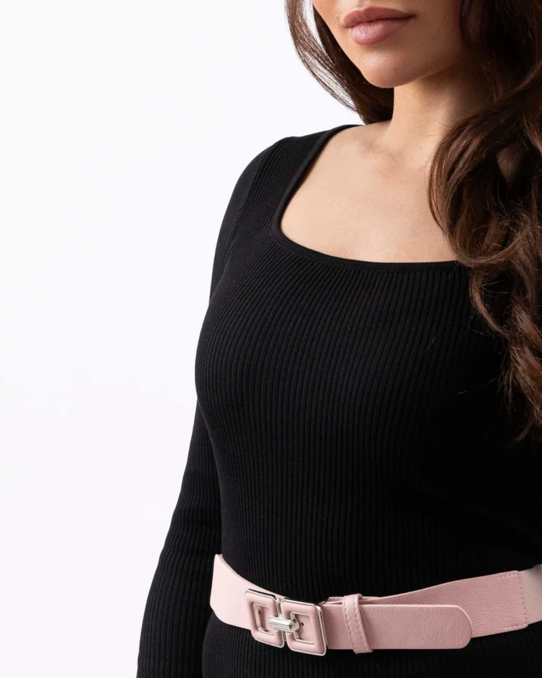 Doubled Buckle Elasticated Belt - Pink