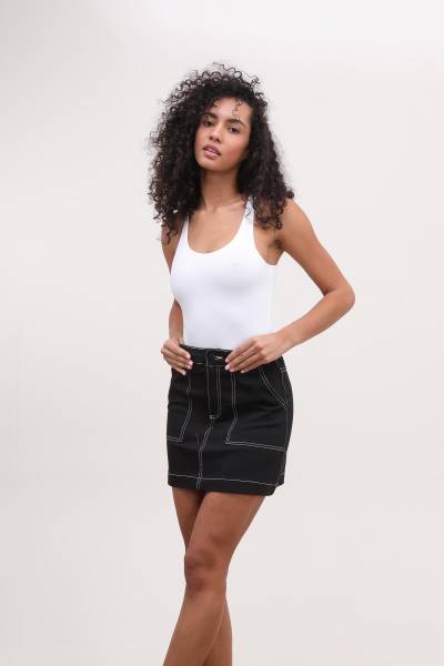 Low Cut Tank Bodysuit - White