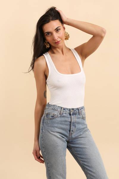 Textured Tank Top - White