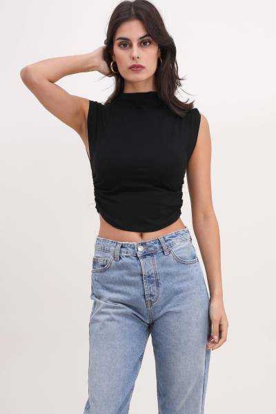 High Neck Top - Black