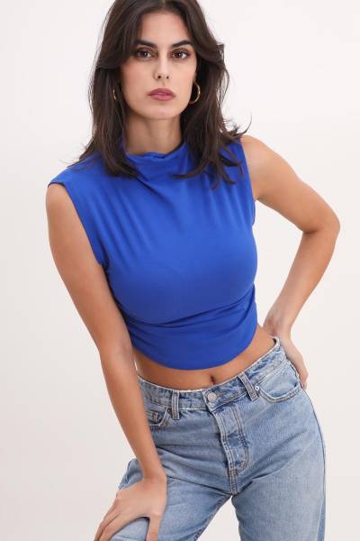 High Neck Top - Royal Blue