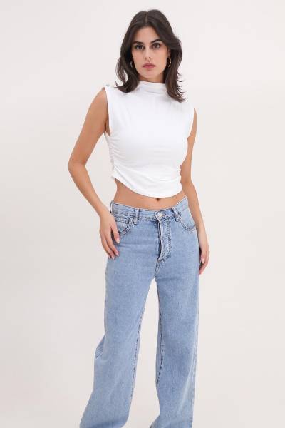 High Neck Top - White