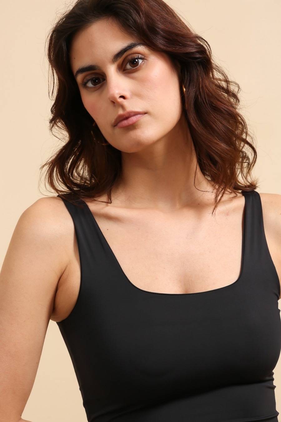 Square Neck Top - Black