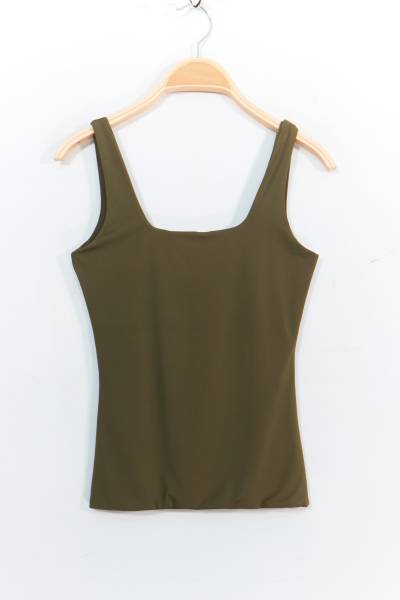 Square Neck Top - Khaki
