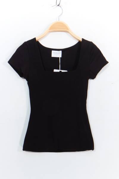 Square Neck Fitted Top - Black