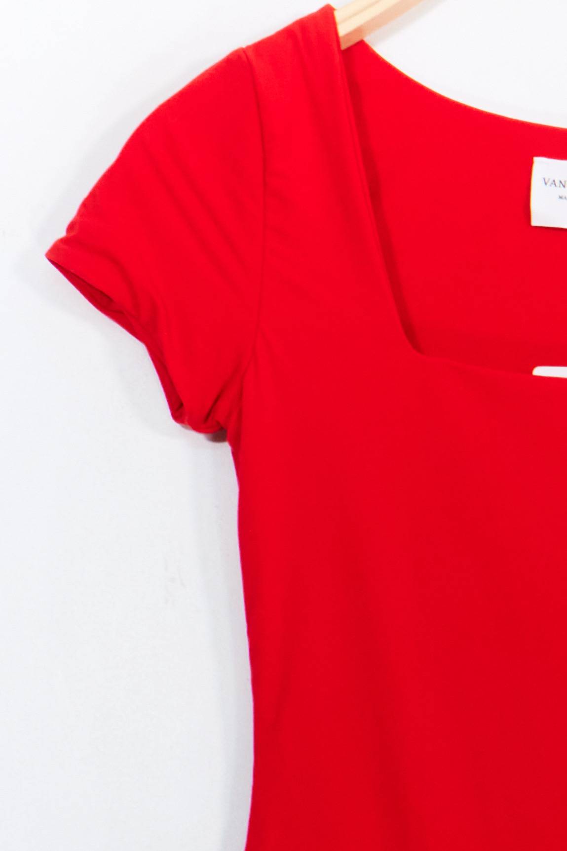 Square Neck Fitted Top - Red