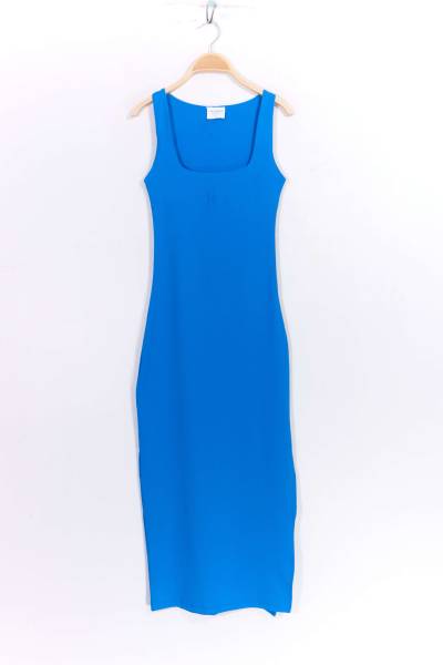 Square Neck Long Dress - Royal Blue