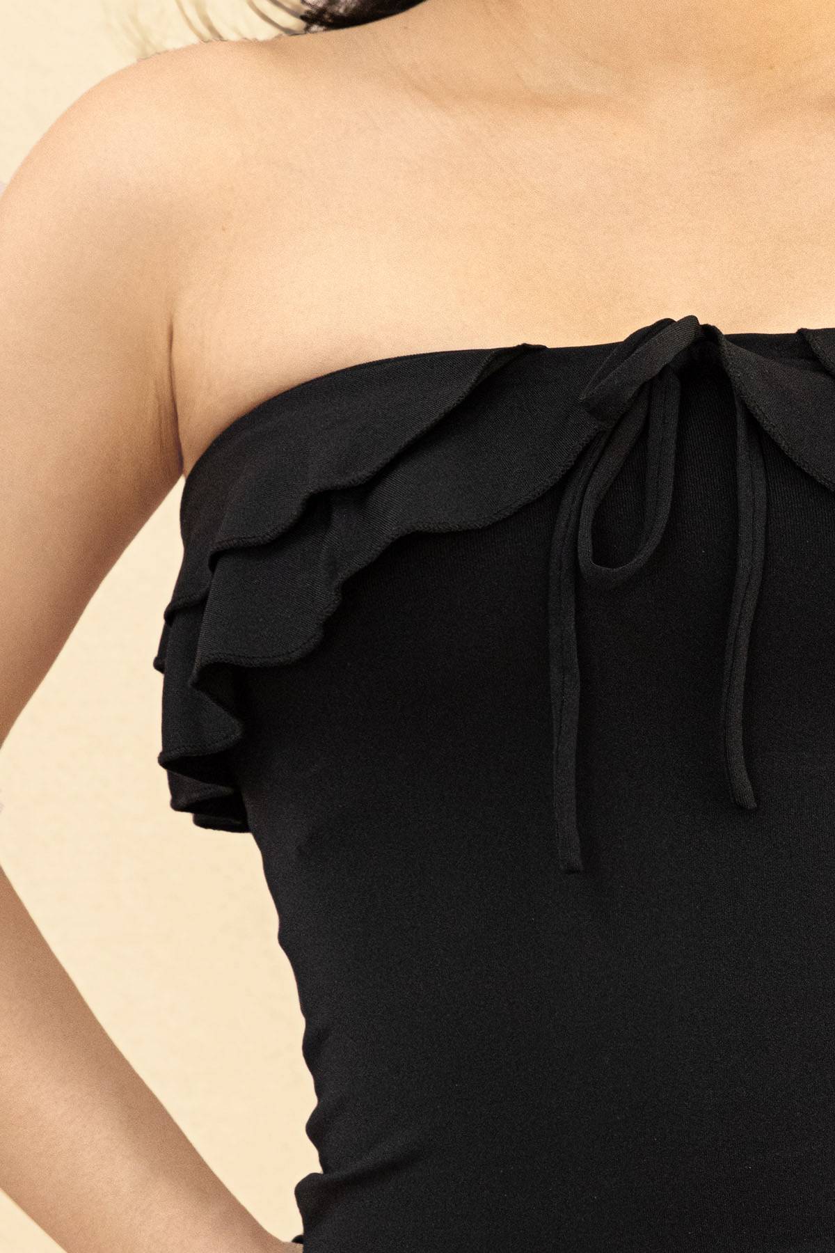 Ruffled Bustier - Black