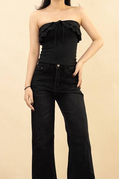 Ruffled Bustier - Black