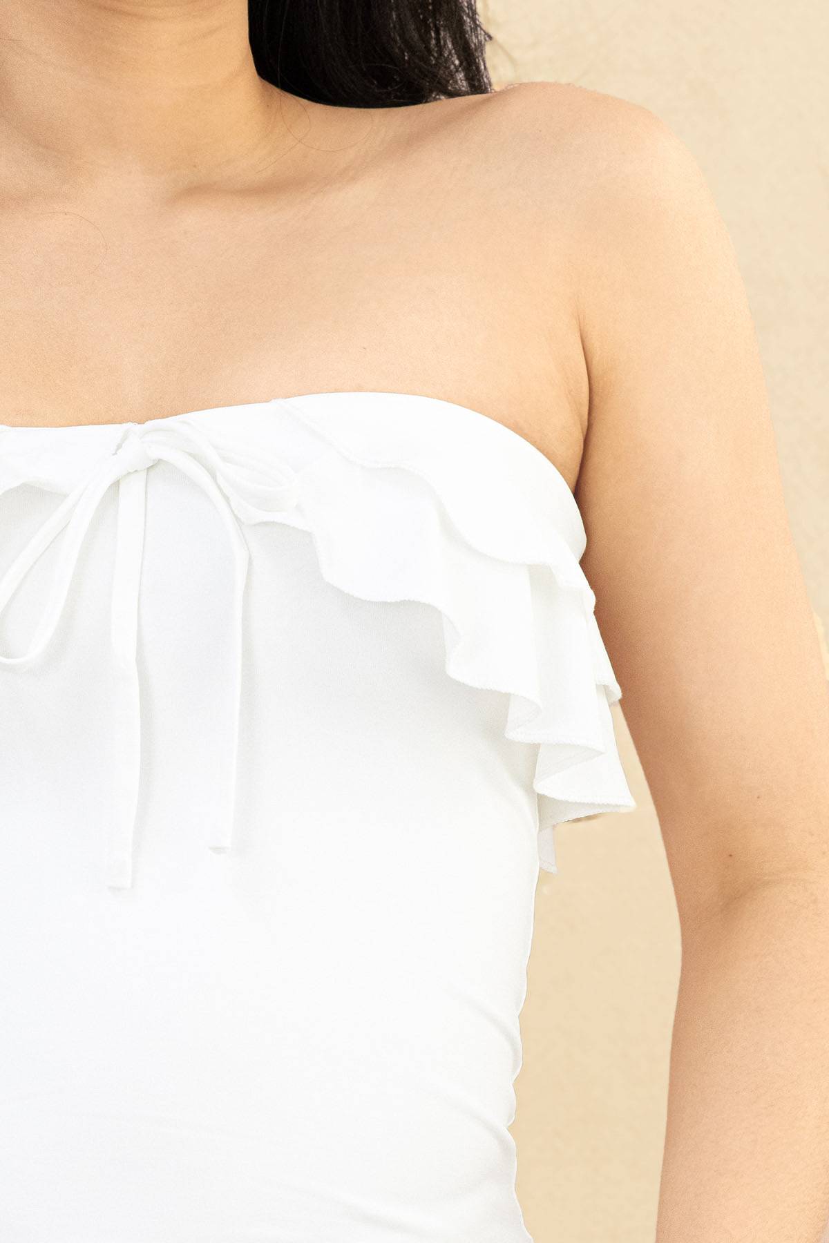 Ruffled Bustier - White
