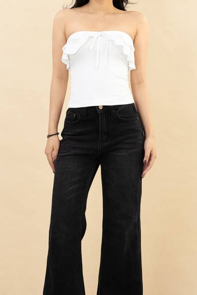 Ruffled Bustier - White