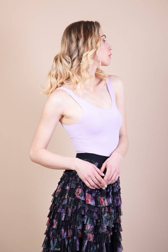 Low Cut Tank Bodysuit - Lilac