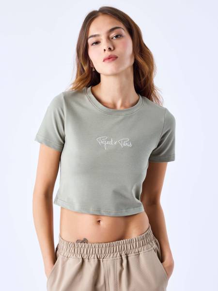 Project X Paris Essentials Crop Top - Khaki
