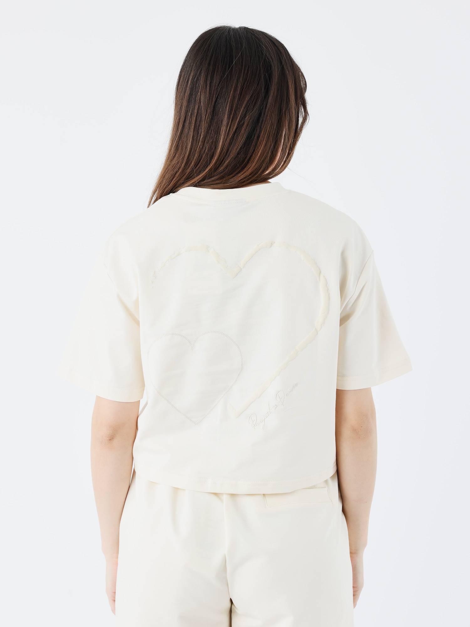 Project X Paris Crop Top Tee Wicker Heart - Beige