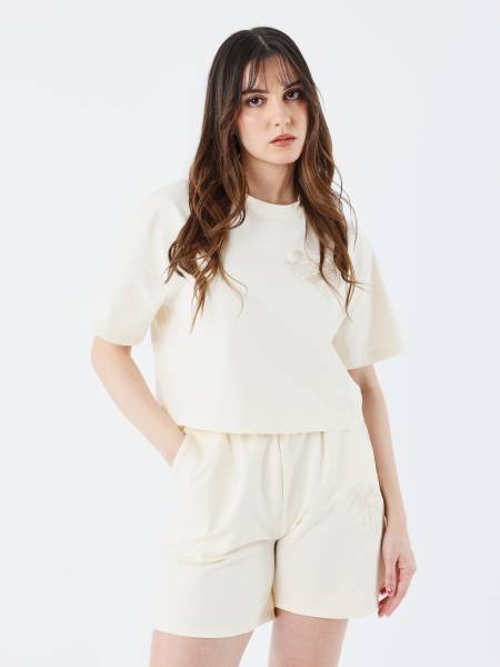Project X Paris Crop Top Tee Wicker Heart - Beige