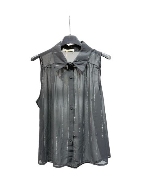 Rhinestones Detail Shirt - Black