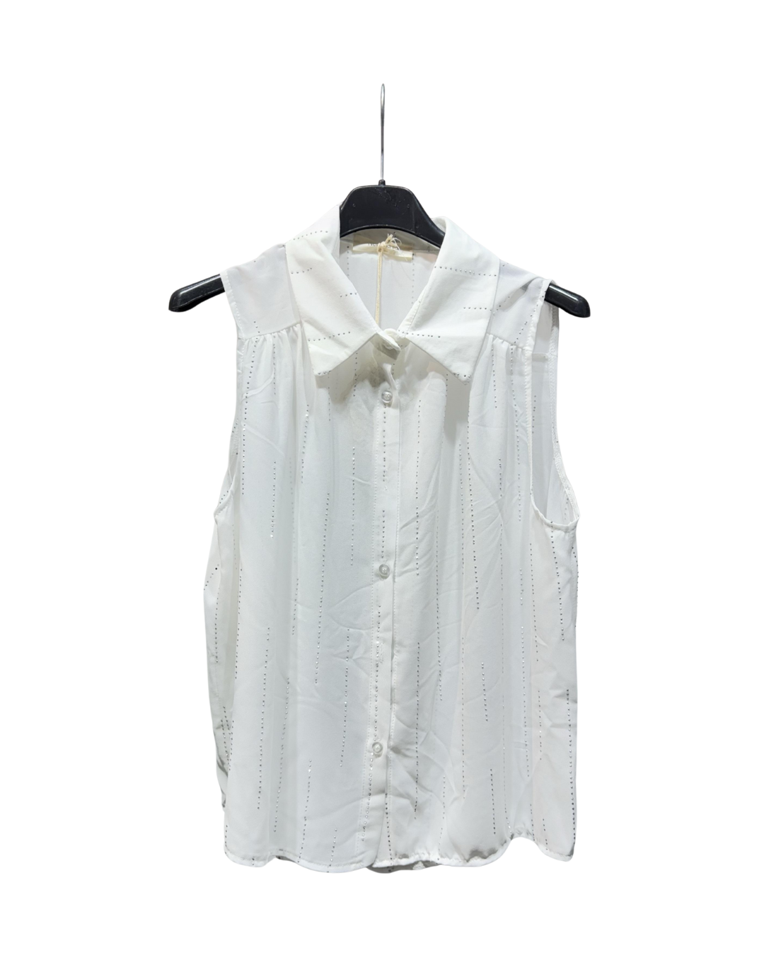 Rhinestones Detail Shirt - White