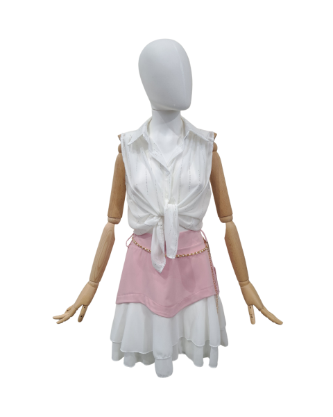 Rhinestones Detail Shirt - White