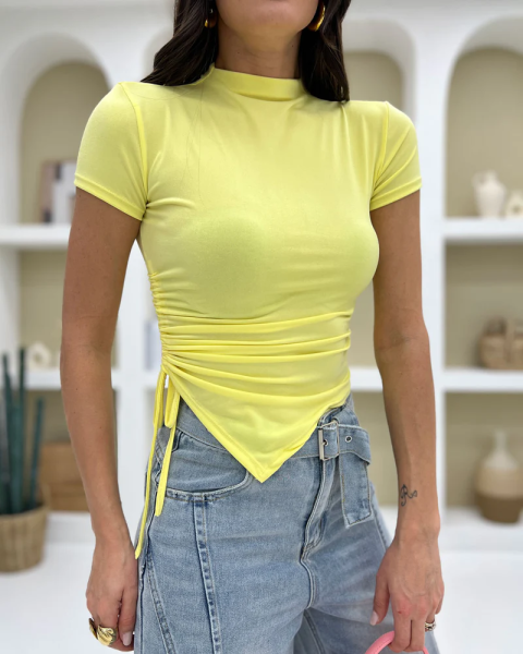 Side Ruched Top - Yellow