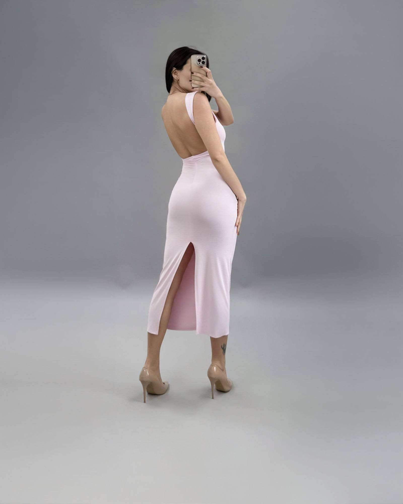 Open Back Long Dress - Pink