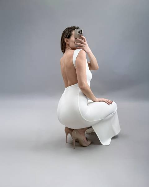Open Back Long Dress - White
