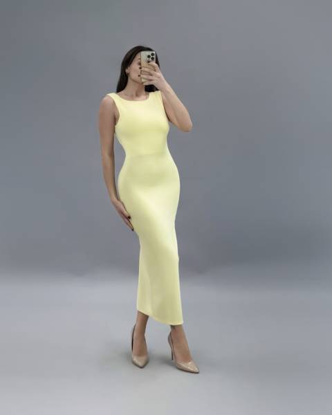 Open Back Long Dress - Yellow