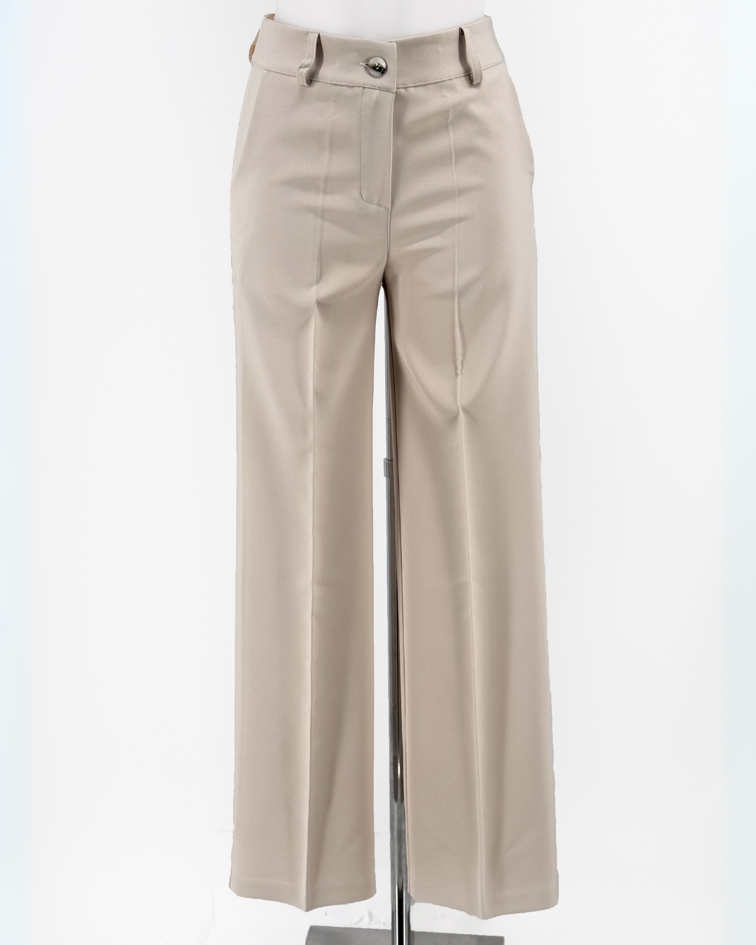 Elegant Wide Leg Trousers - Beige