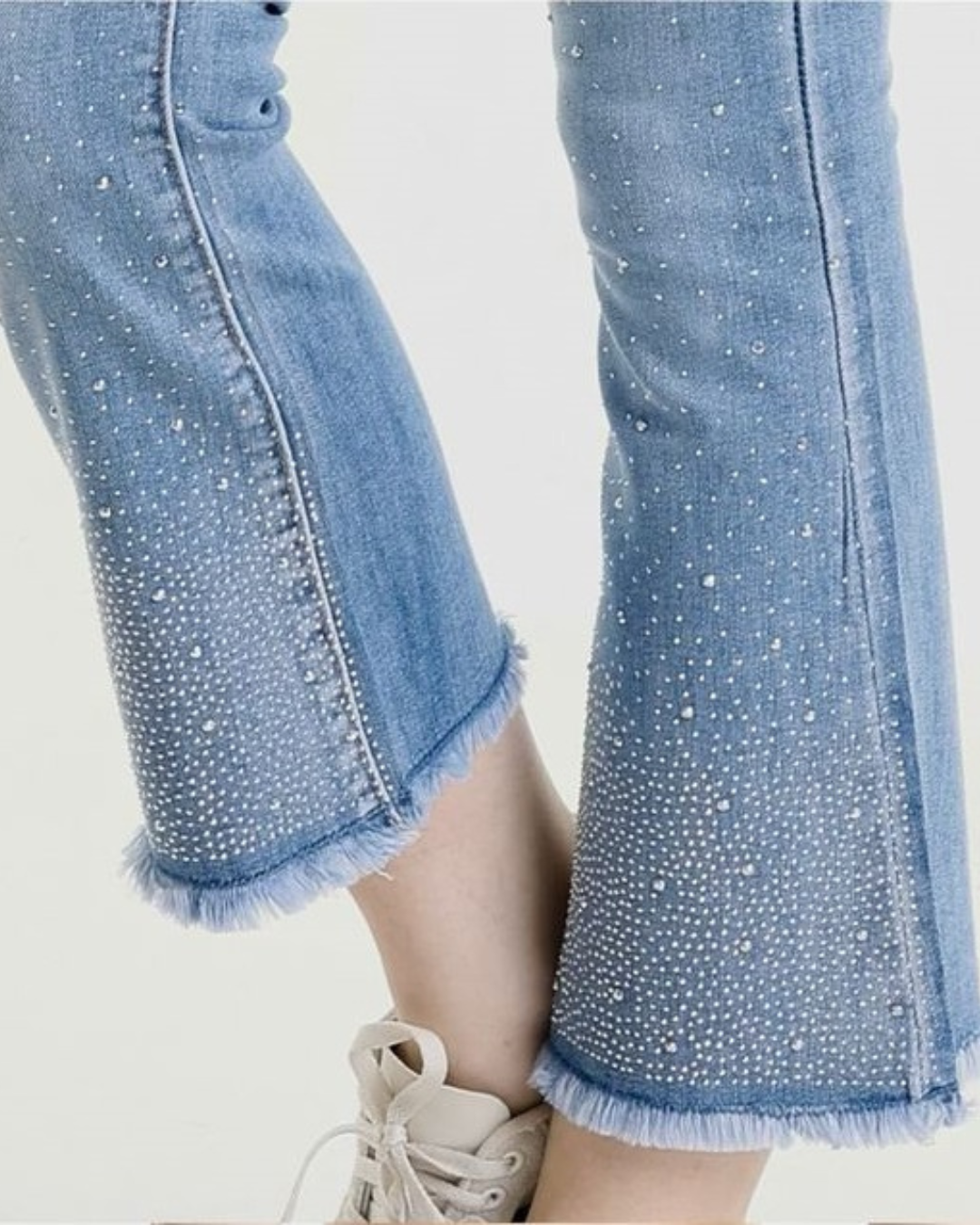 Flared Strass Jeans - Blue