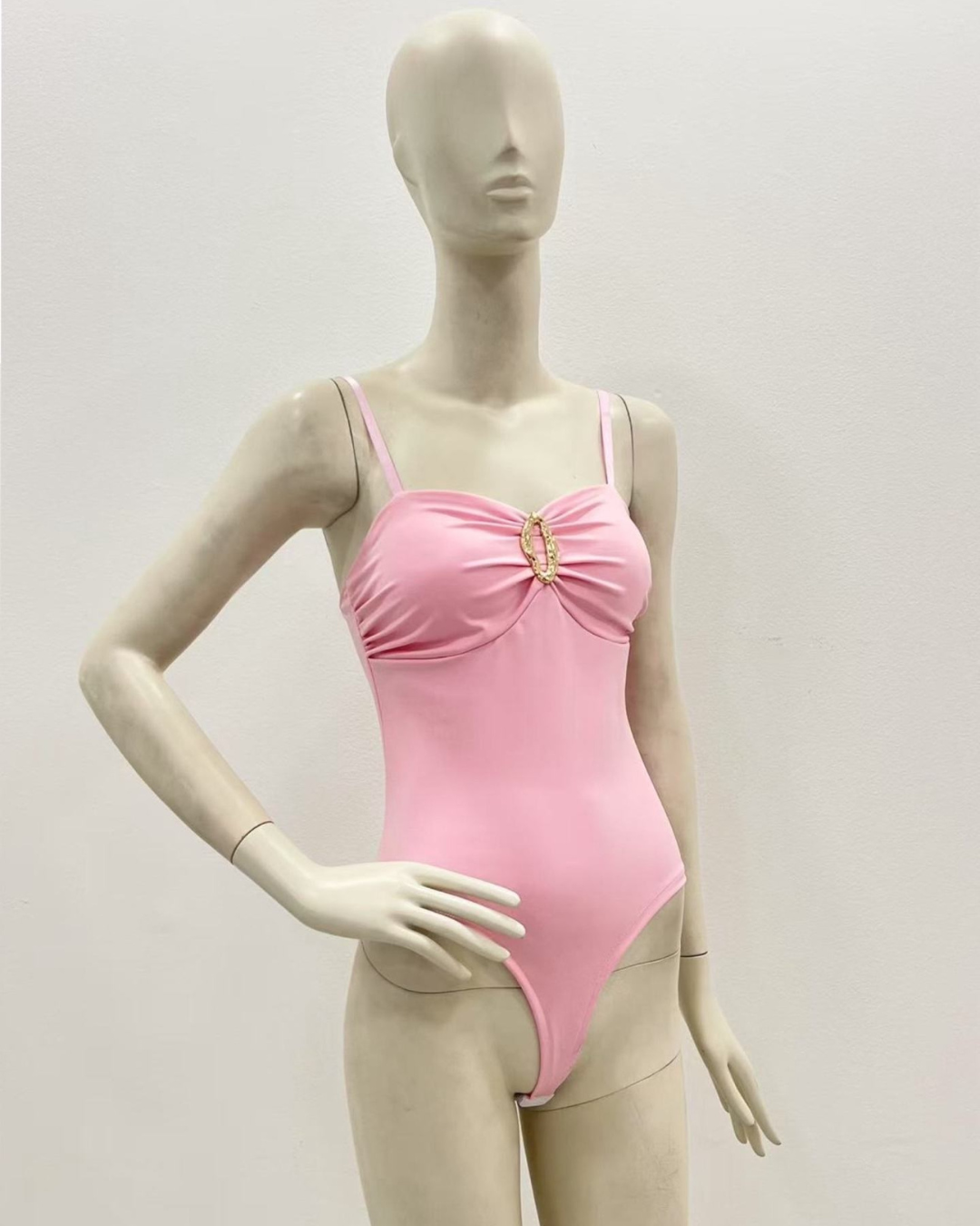 Fitted Bodysuit with Front Clasp - Pink