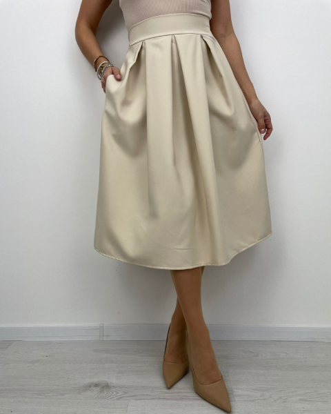 Solid Colour Skirt - Beige