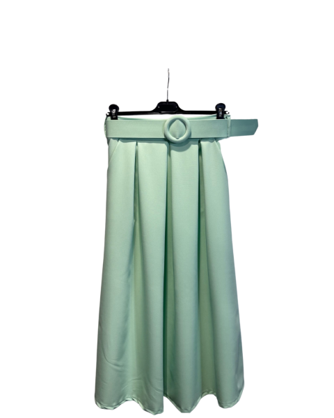 Solid Colour Skirt with Belt - Mint