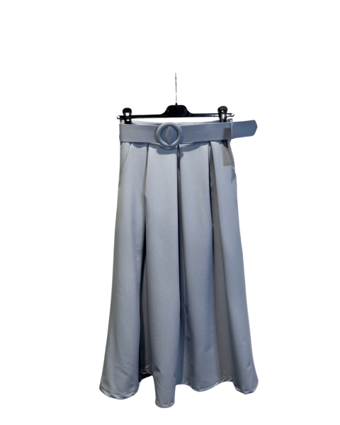 Solid Colour Skirt with Belt - Sky Blue