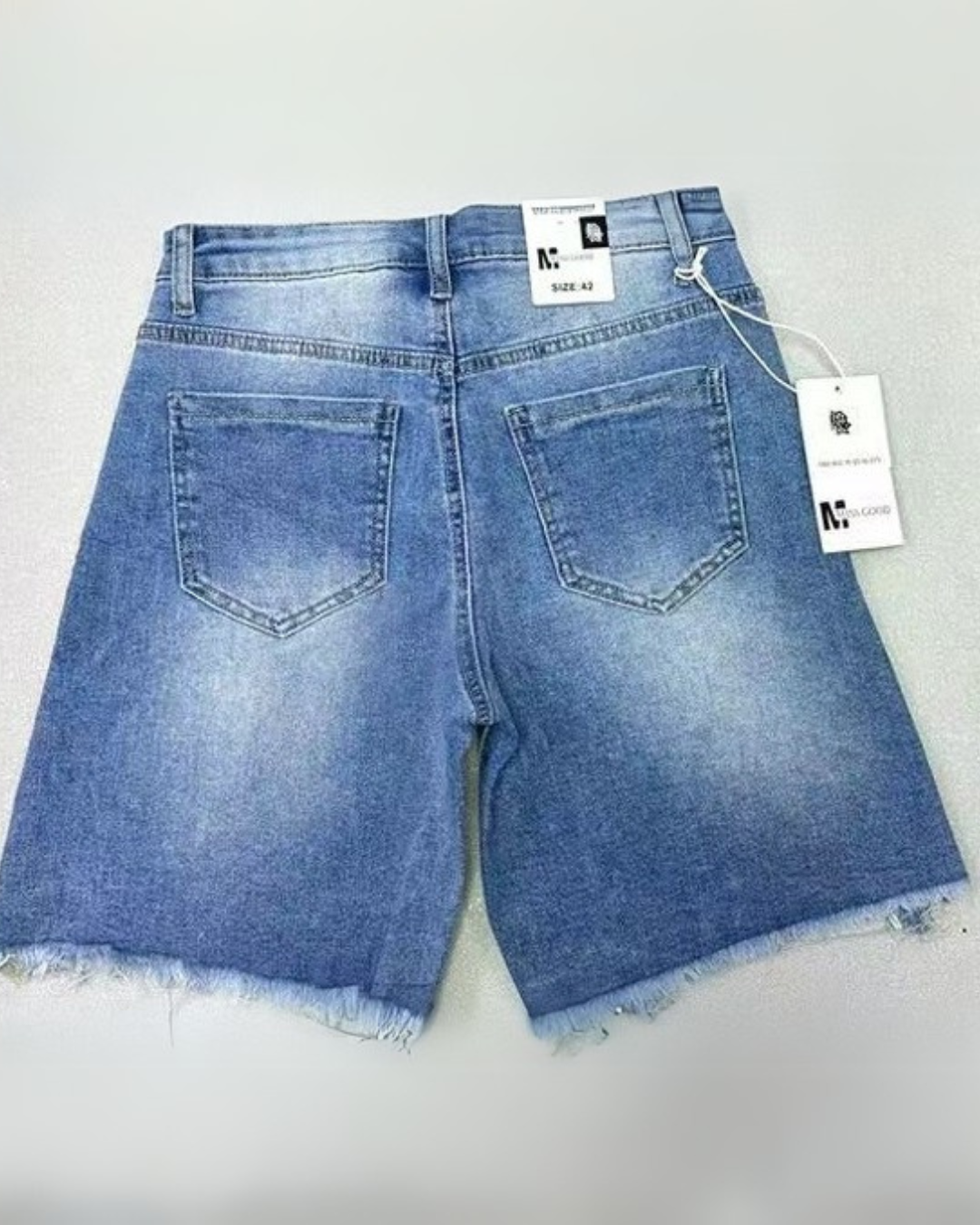 Denim Bermuda Shorts with Strass - Blue