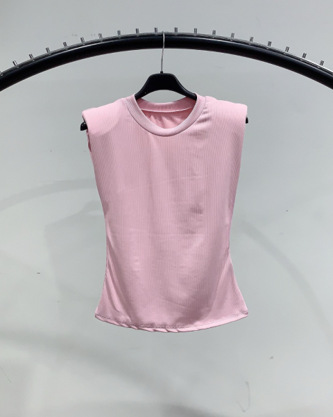 Shoulder Pad Sleeveless Top - Fuchsia