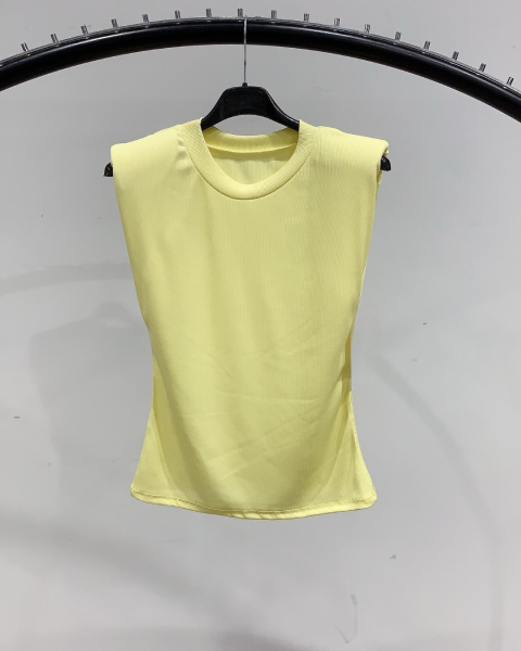Shoulder Pad Sleeveless Top - Yellow