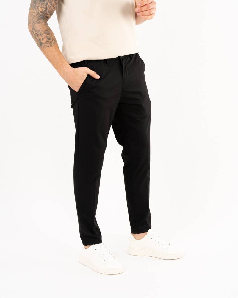 Elastic Waist Trousers - Black