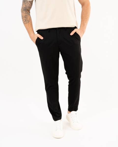 Elastic Waist Trousers - Black