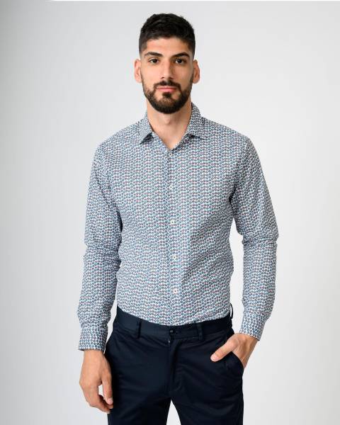 Mini Print Detail Shirt - Blue