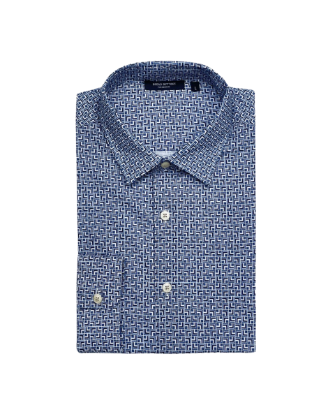 Mini Print Detail Shirt - Blue