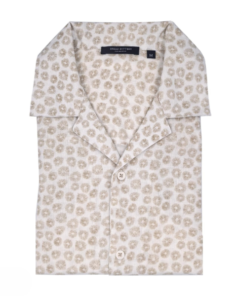 Printed Linen Mix Shirt - Beige