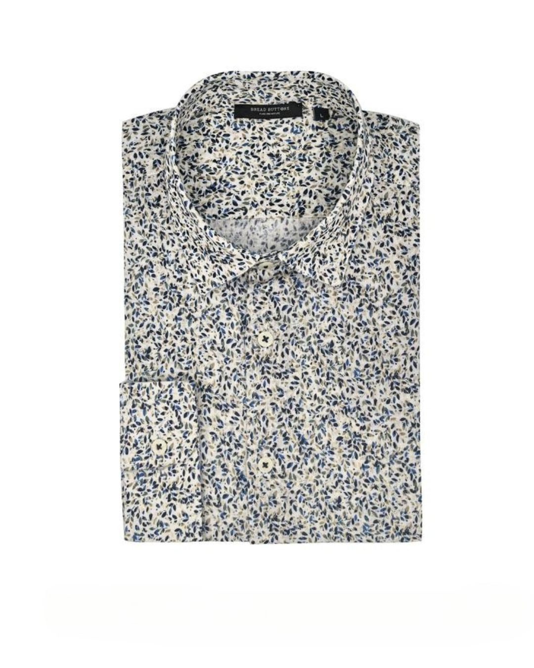 Printed Linen Mix Shirt - Blue