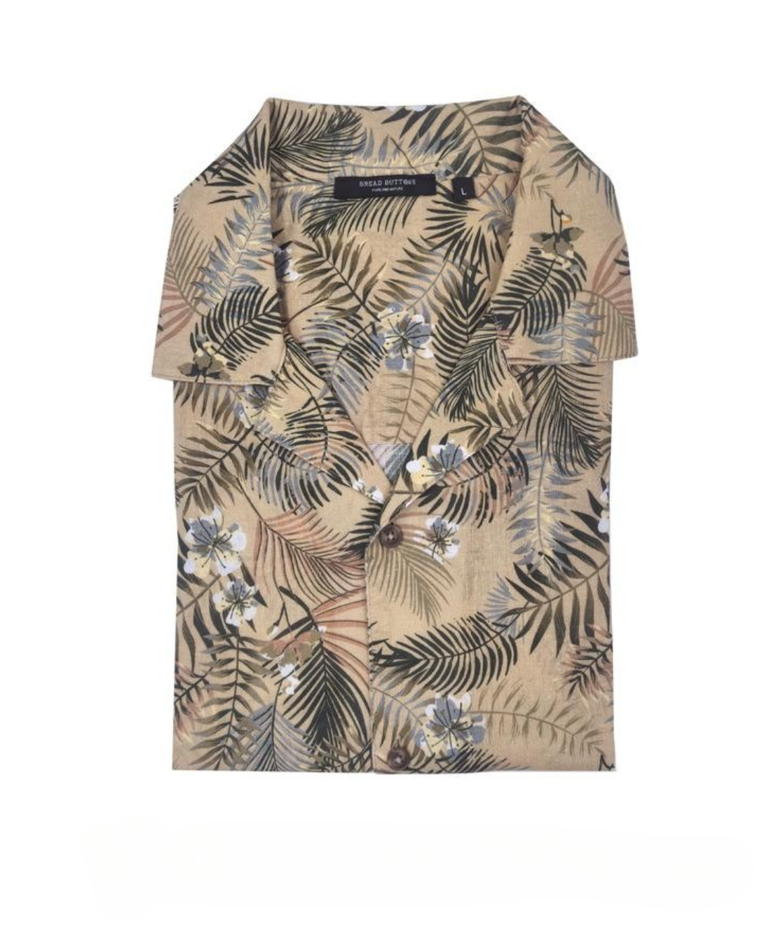 Printed Linen Mix Shirt - Camel
