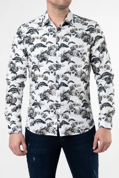 Slim Fit Printed Shirt - White