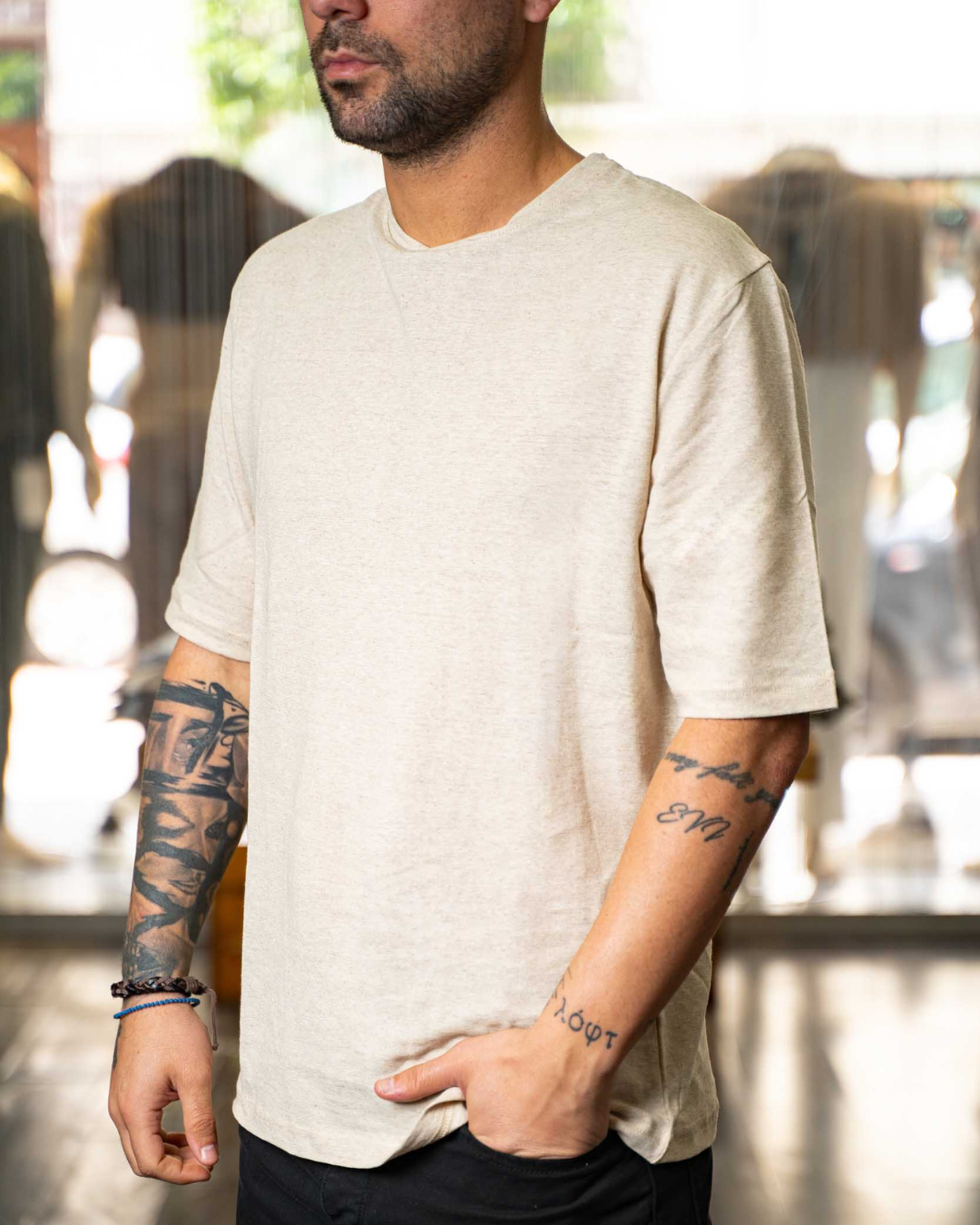 Rebel Linen T-shirt - Beige
