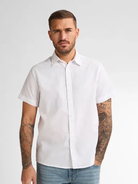 Petrol Plain Linen Shirt Oceanbreeze - White