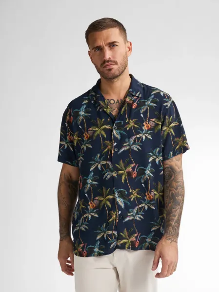 Petrol All-over Print Shirt Seaforest - Blue