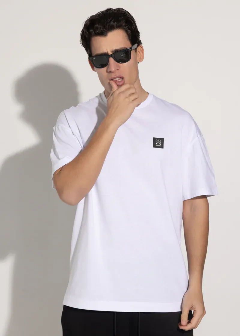 Vinyl Teddy Bear Back Tee - White