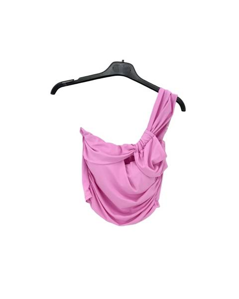 One Shoulder Twist Crop Top - Pink