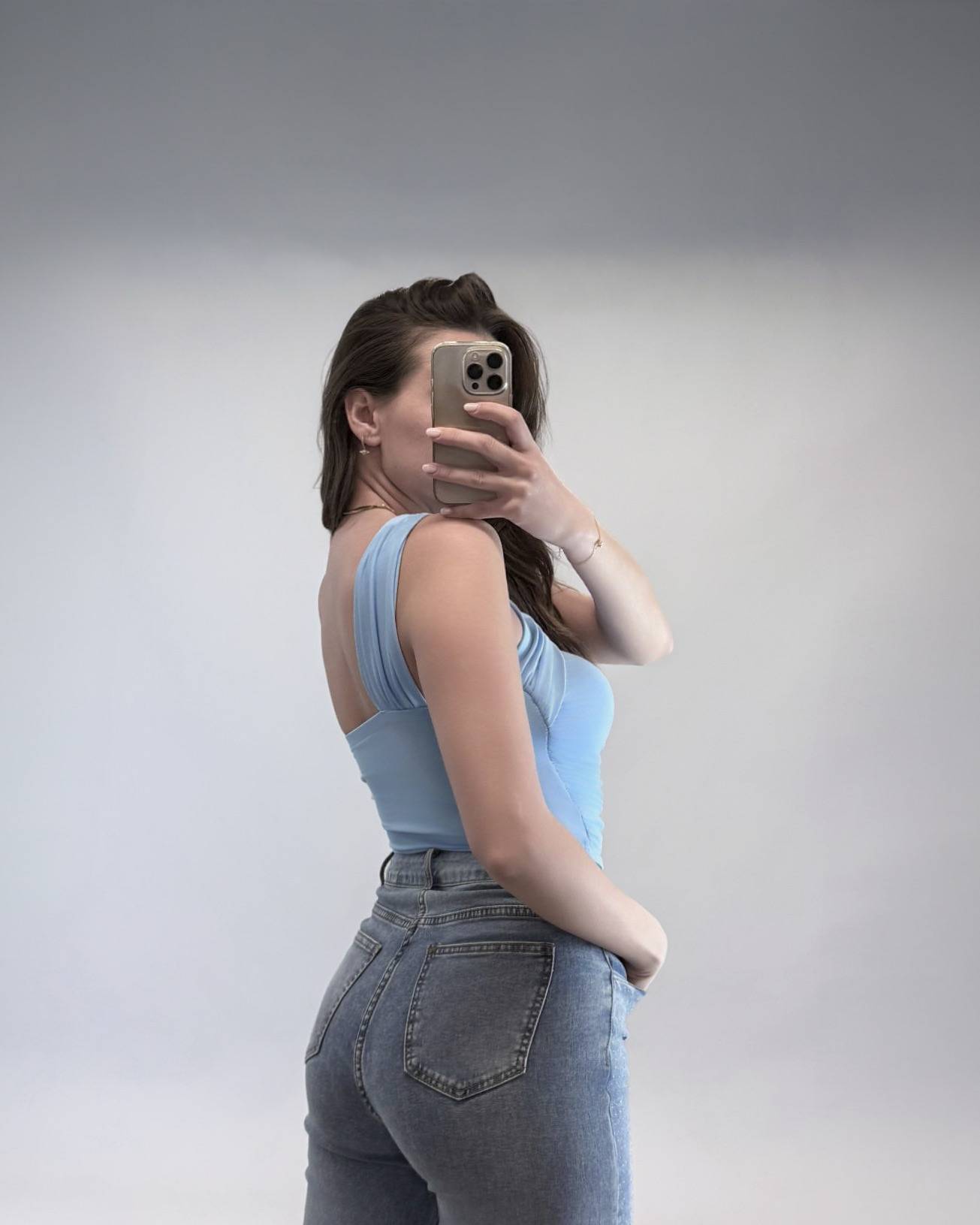 One Shoulder Twist Crop Top - Sky Blue