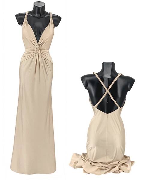 Twisted Back Maxi Dress - Beige